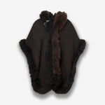 Handwoven Alpaca Cape in Black - White Stripe Beauty Mark