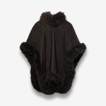 Handwoven Alpaca Cape in Black - White Stripe Beauty Mark