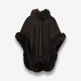 Handwoven Alpaca Cape in Black - White Stripe Beauty Mark