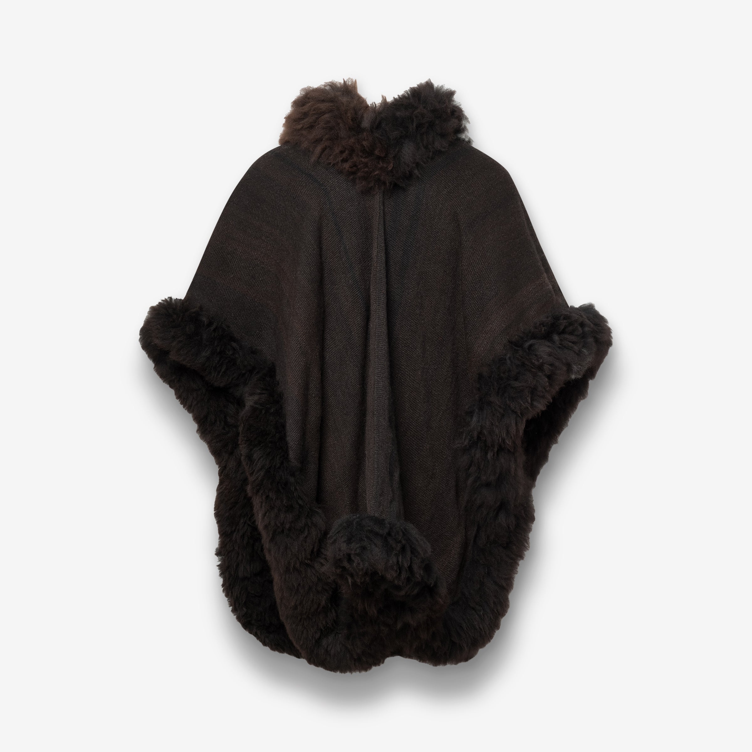 Handwoven Alpaca Cape in Black - White Stripe Beauty Mark
