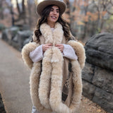Handwoven Alpaca Ruana in Tan - Pattern in Black