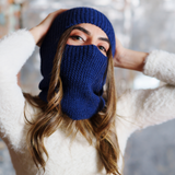 Hand-Knitted Alpaca Balaclava in Deep Blue