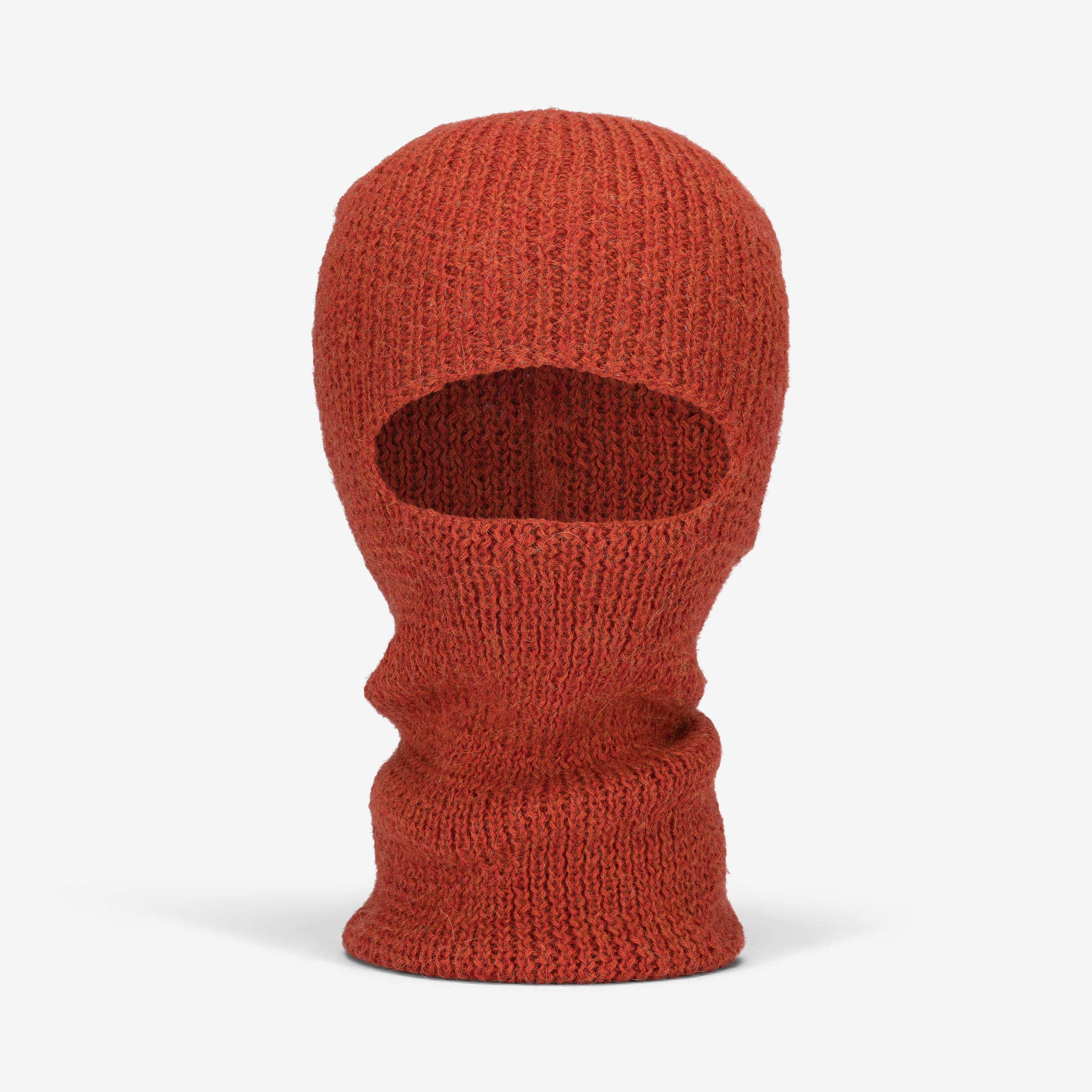 Hand-Knitted Alpaca Balaclava in Orange
