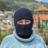 Hand-Knit Alpaca Balaclava in Black