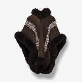Handwoven Alpaca Ruana in Black - Pattern in White