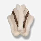 Handwoven Alpaca Ruana in White - Pattern in Multi-Brown