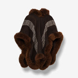 Handwoven Alpaca Ruana in Black - Dark Brown Trimmed