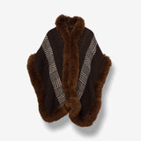 Handwoven Alpaca Ruana in Black - Dark Brown Trimmed