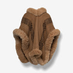 Handwoven Baby Alpaca Cape in Brown - Pattern in Dark Brown