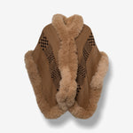 Handwoven Baby Alpaca Cape in Brown - Pattern in Dark Brown