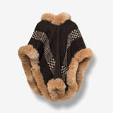 Handwoven Alpaca Ruana in Black - Brown Trimmed