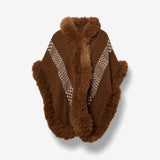 Handwoven Alpaca Ruana in Dark Brown - Pattern in White