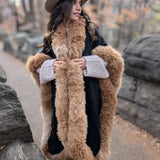 Handwoven Alpaca Ruana in Black - Brown Trimmed