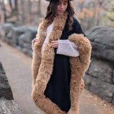 Handwoven Alpaca Ruana in Black - Brown Trimmed