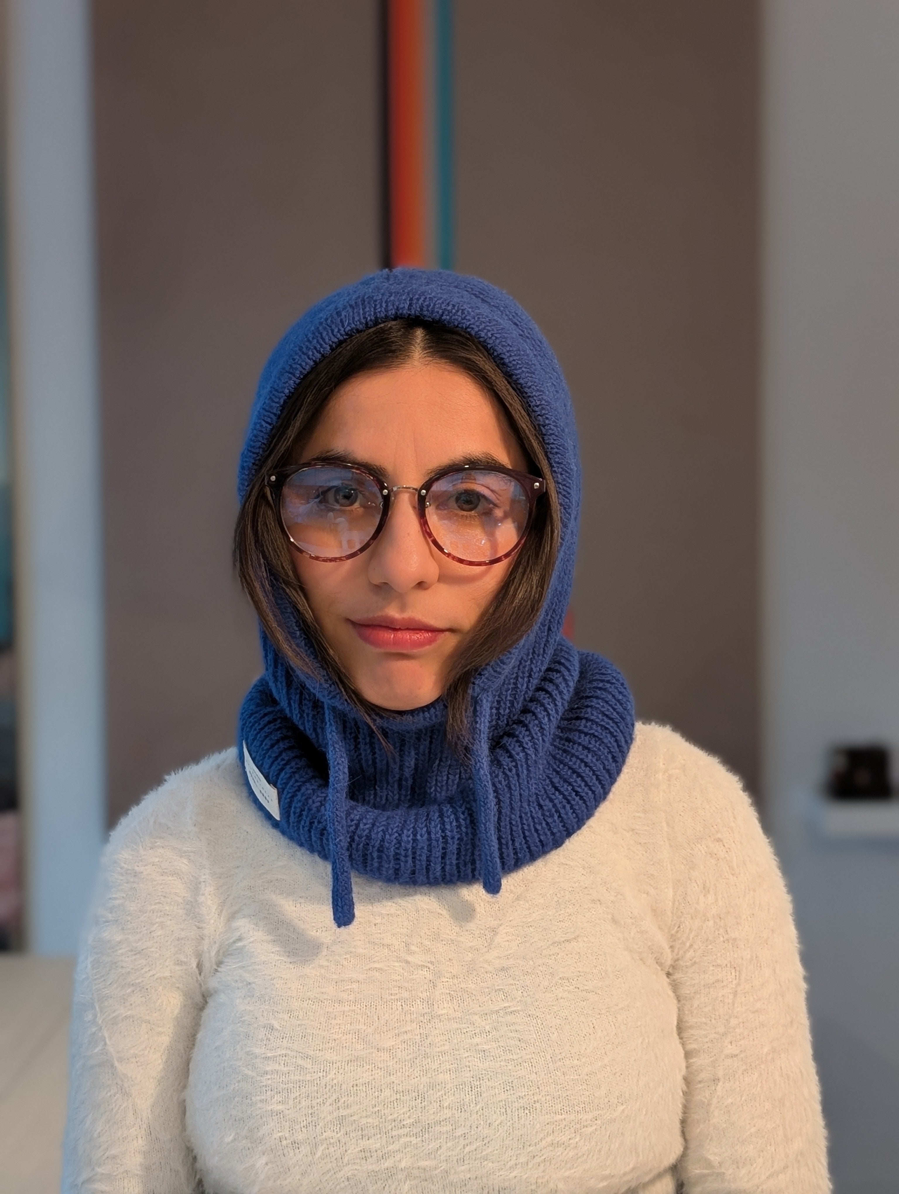 Open Face Balaclava in Blue Front