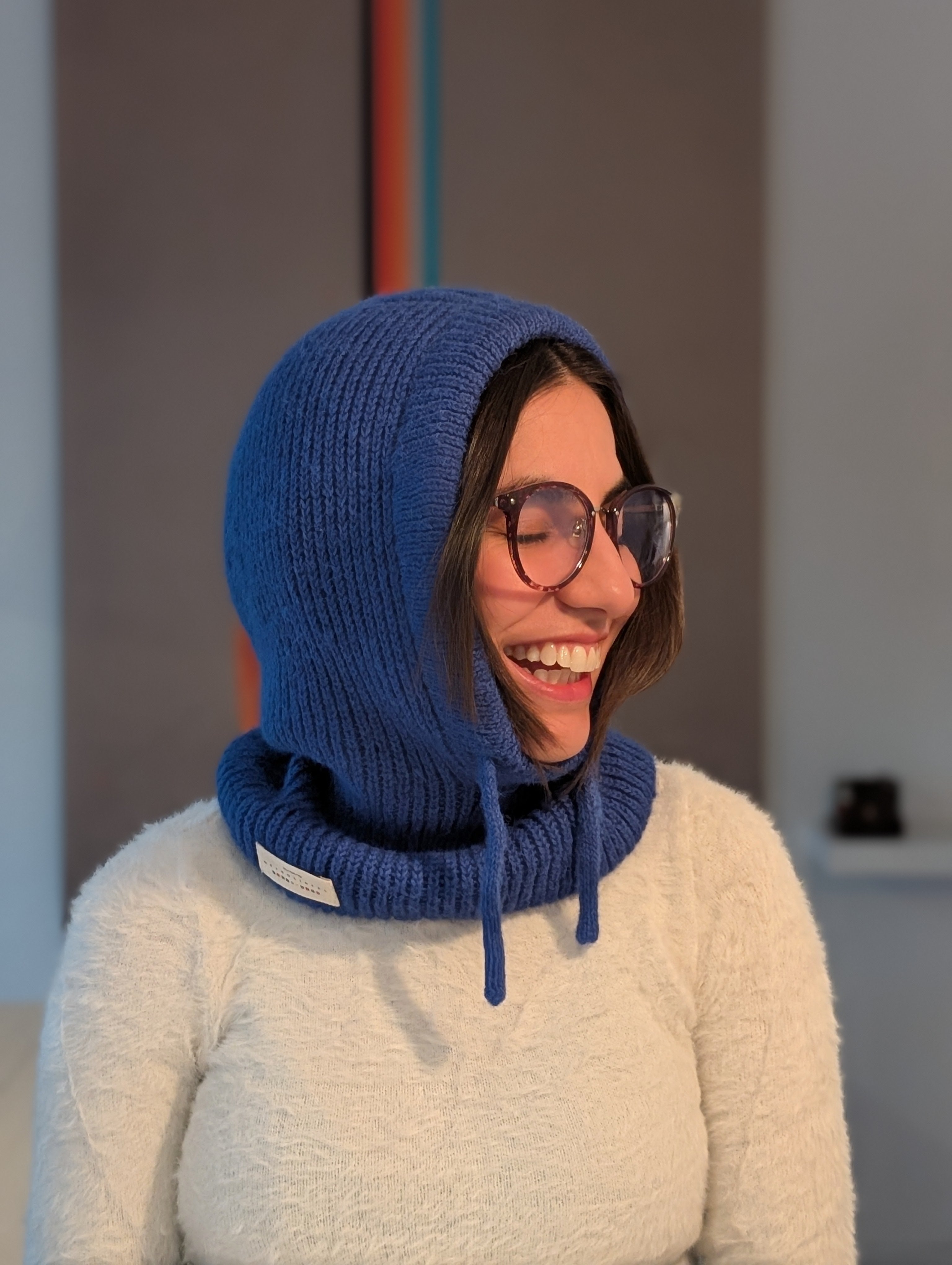 Open Face Balaclava in Blue Laugh