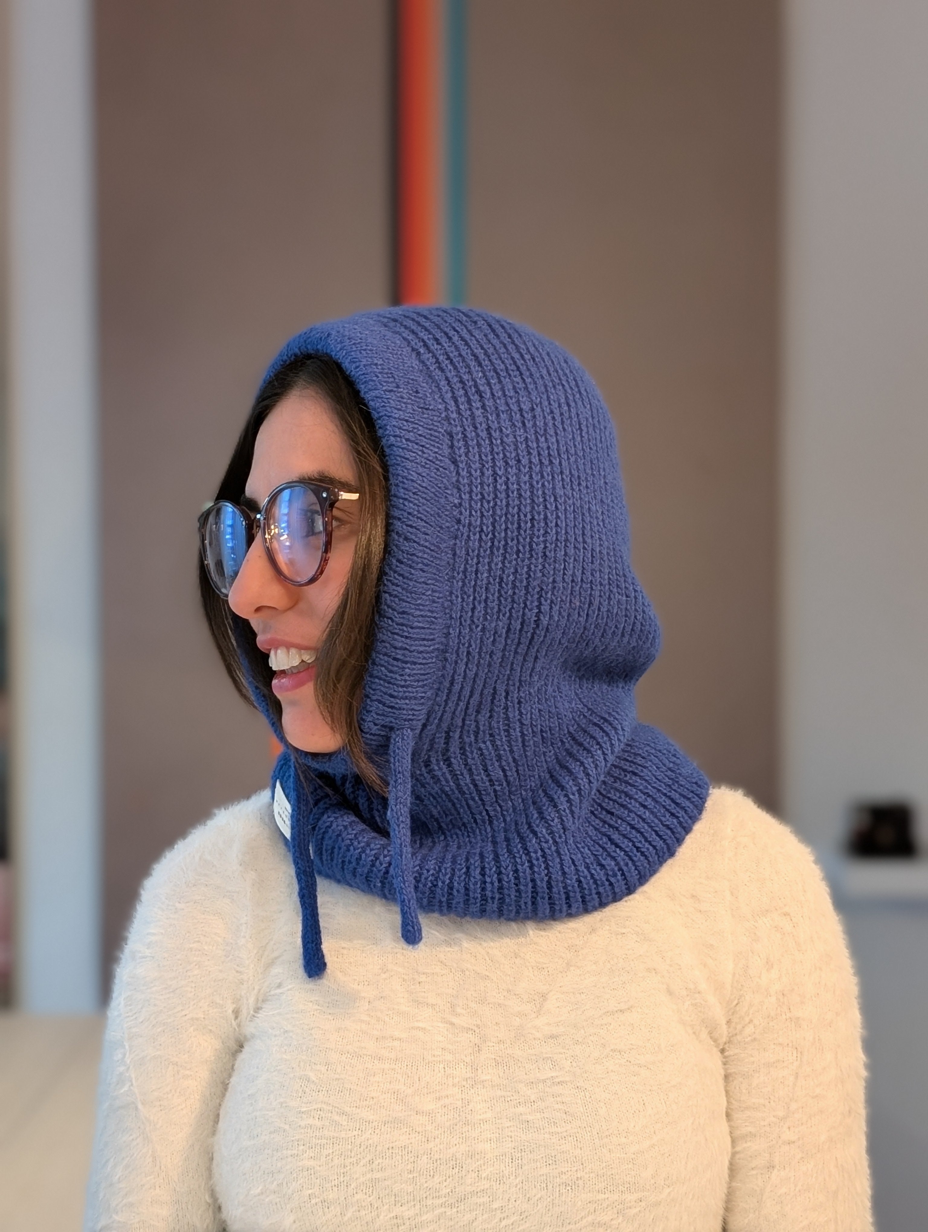Open Face Balaclava in Blue Left