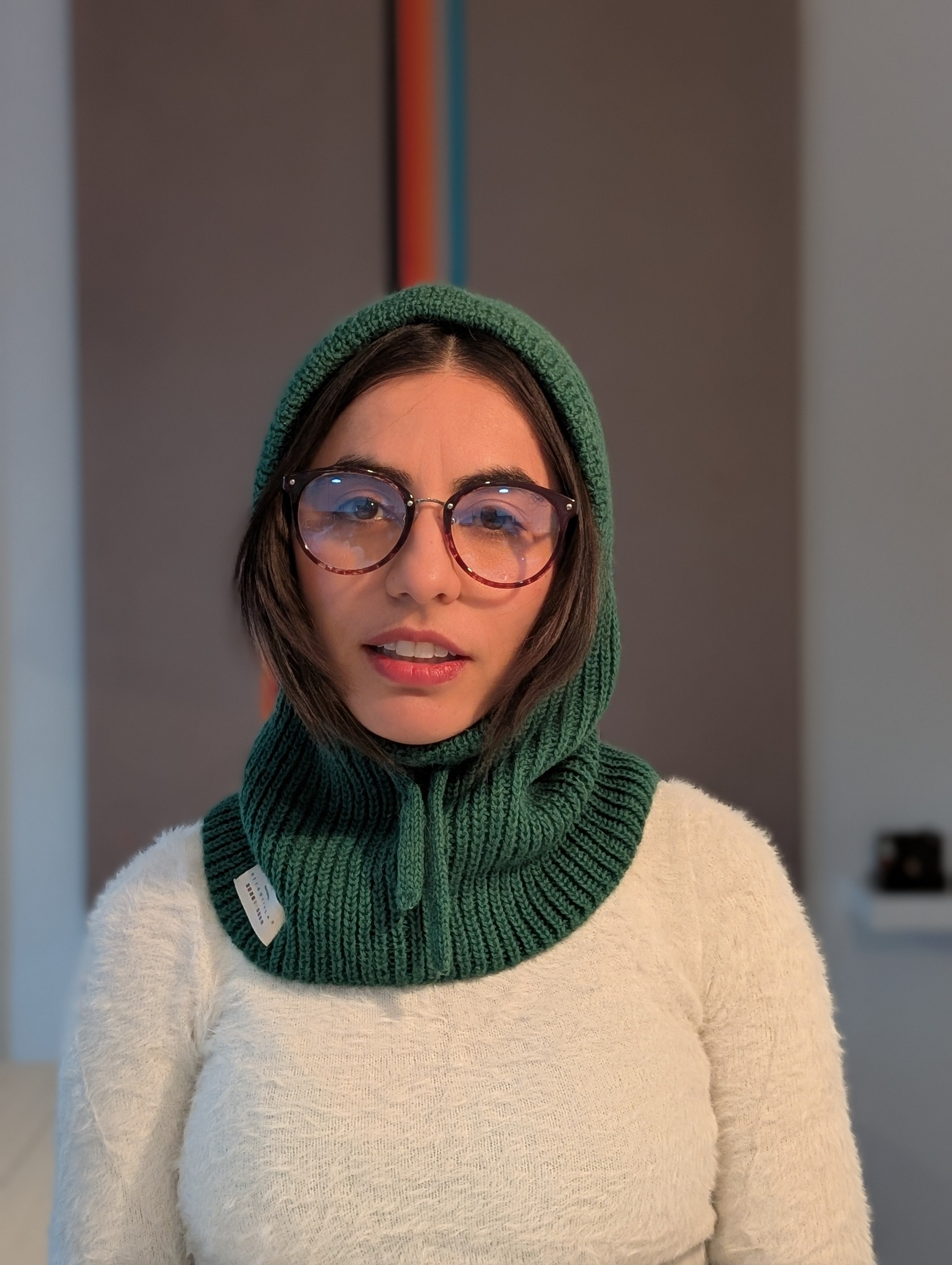 Open Face Balaclava in Green Front