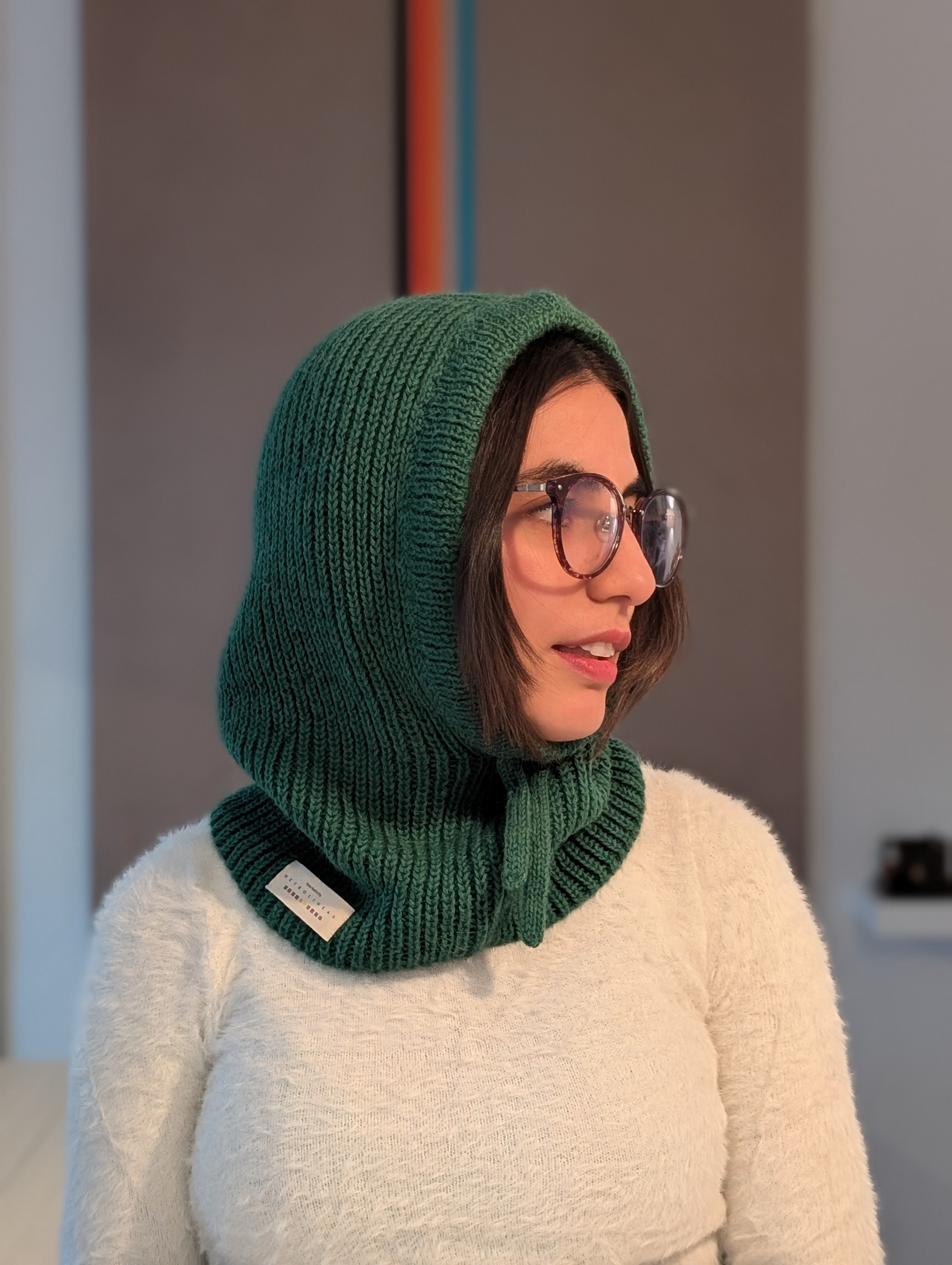 Open Face Balaclava in Green Side Logo