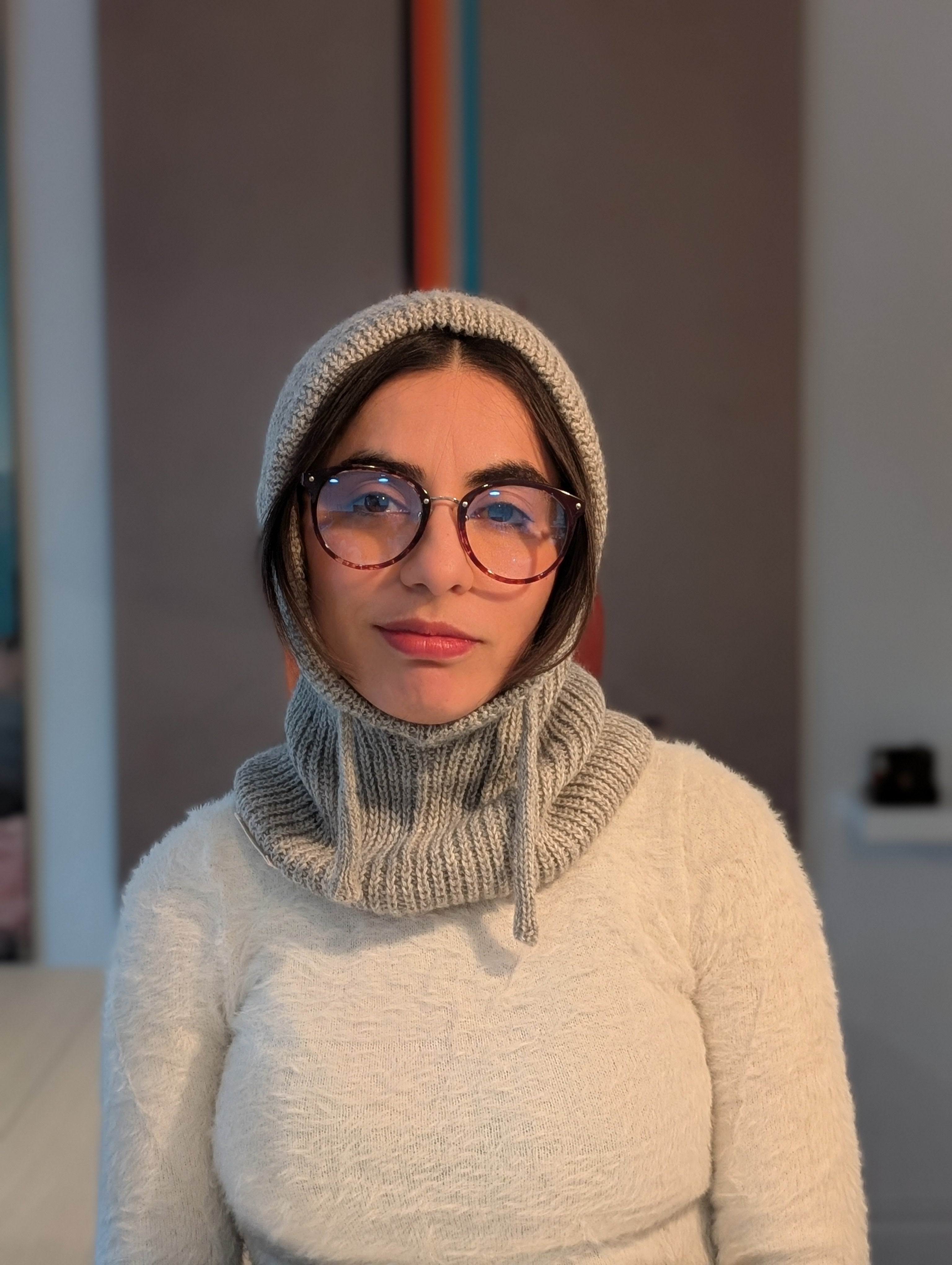 Open Face Balaclava in Light Gray Front