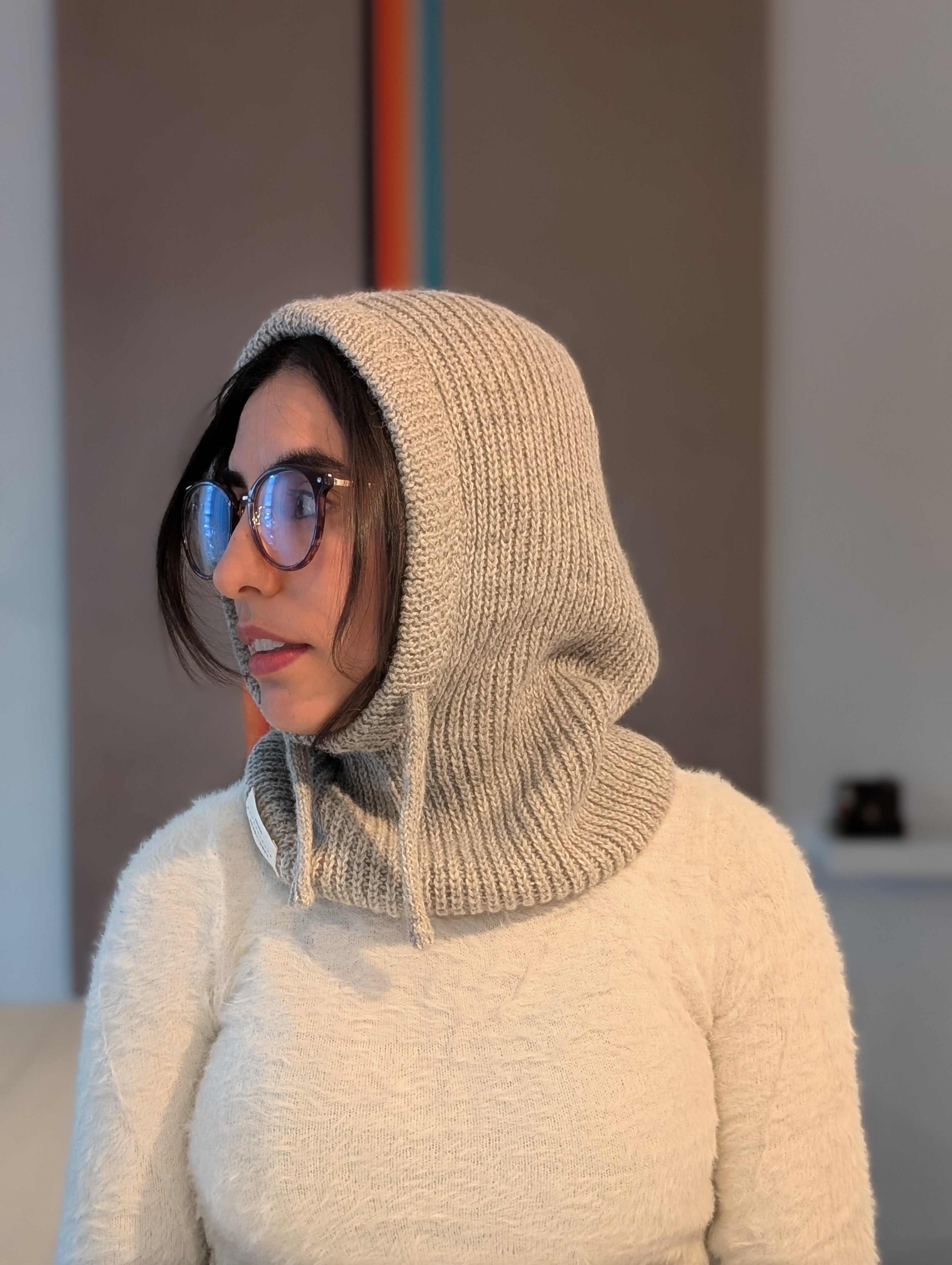 Open Face Balaclava in Light Gray Side