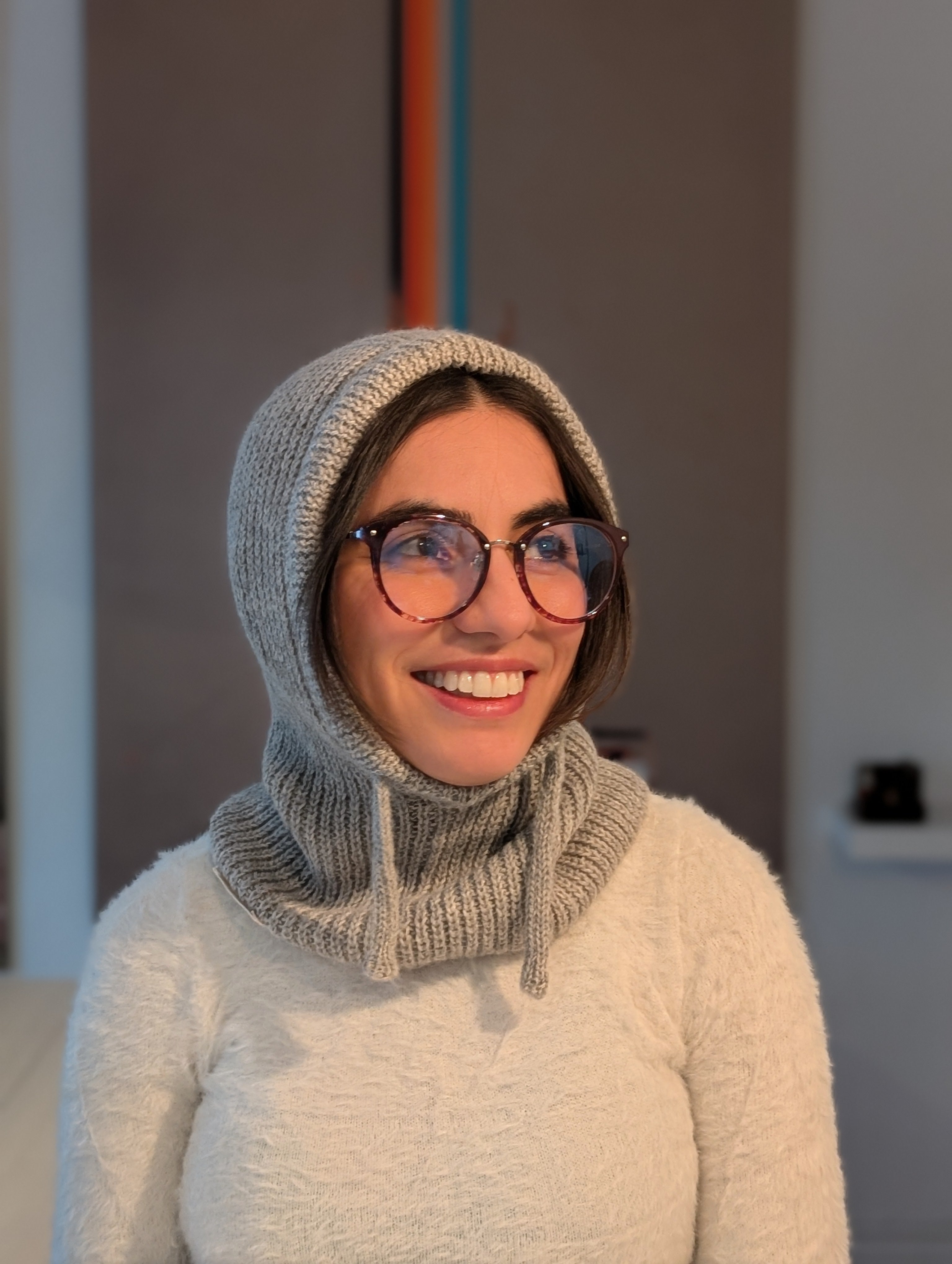 Open Face Balaclava in Light Gray Smile