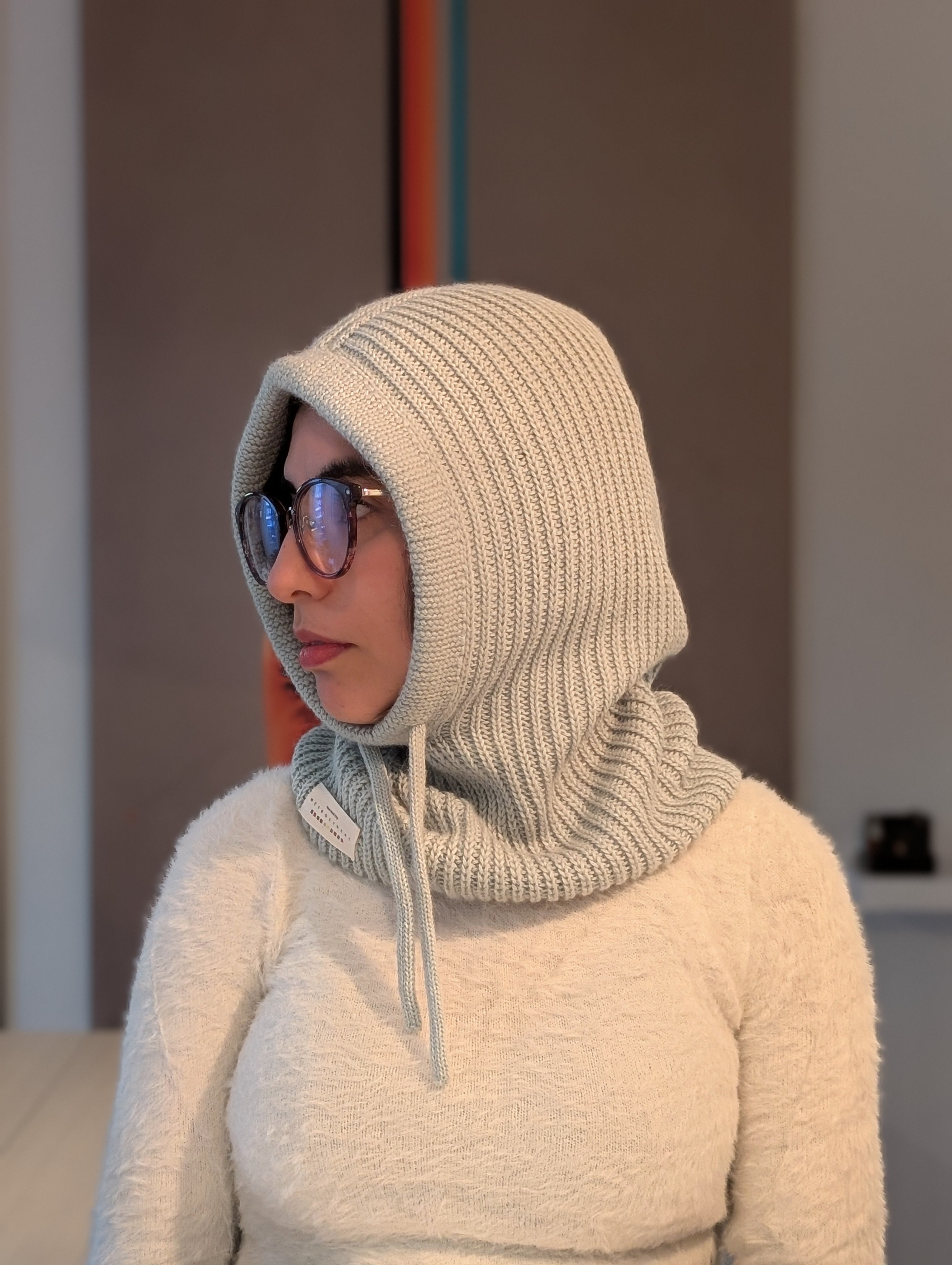 Open Face Balaclava in Lime Left