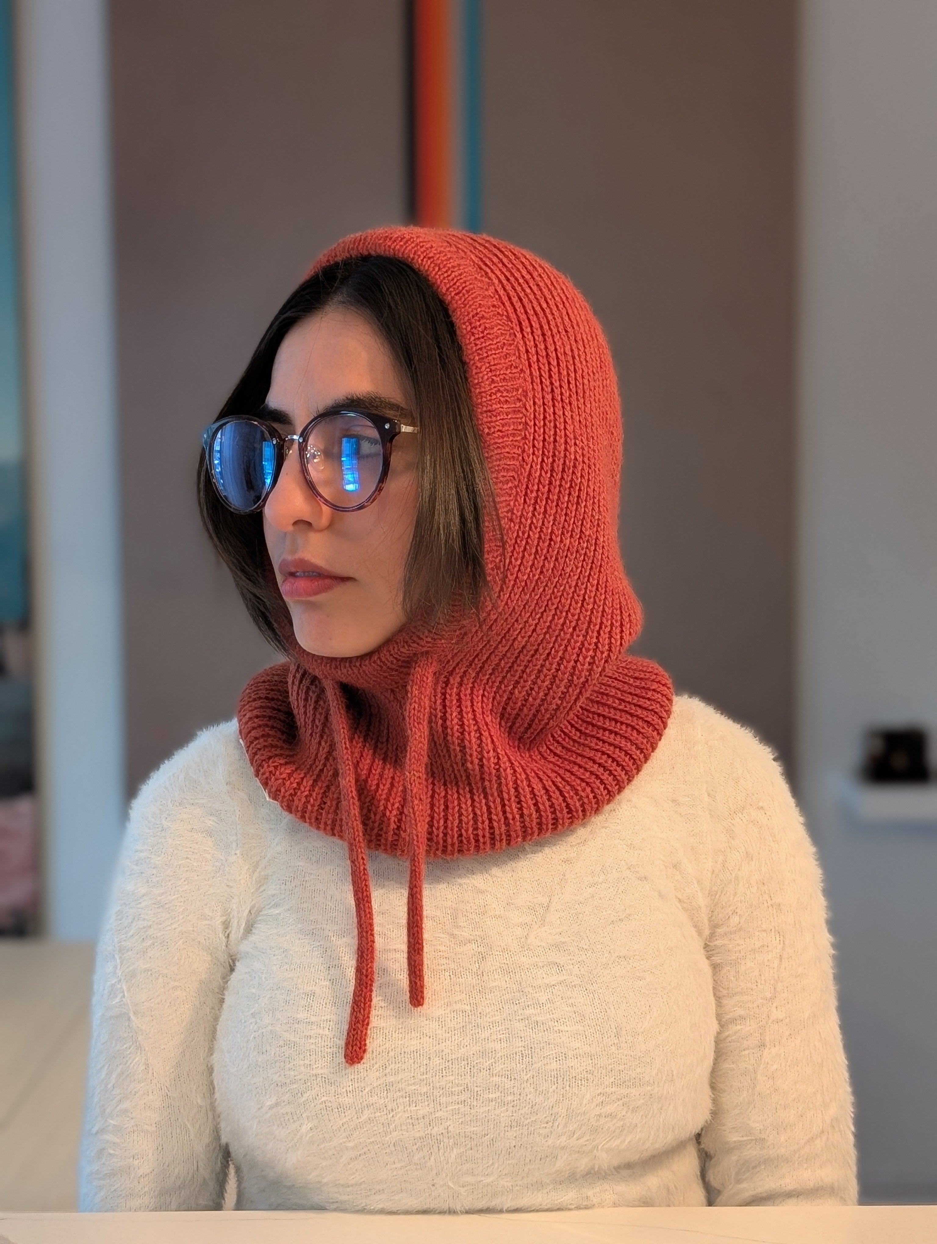 Open Face Balaclava in Orange Side