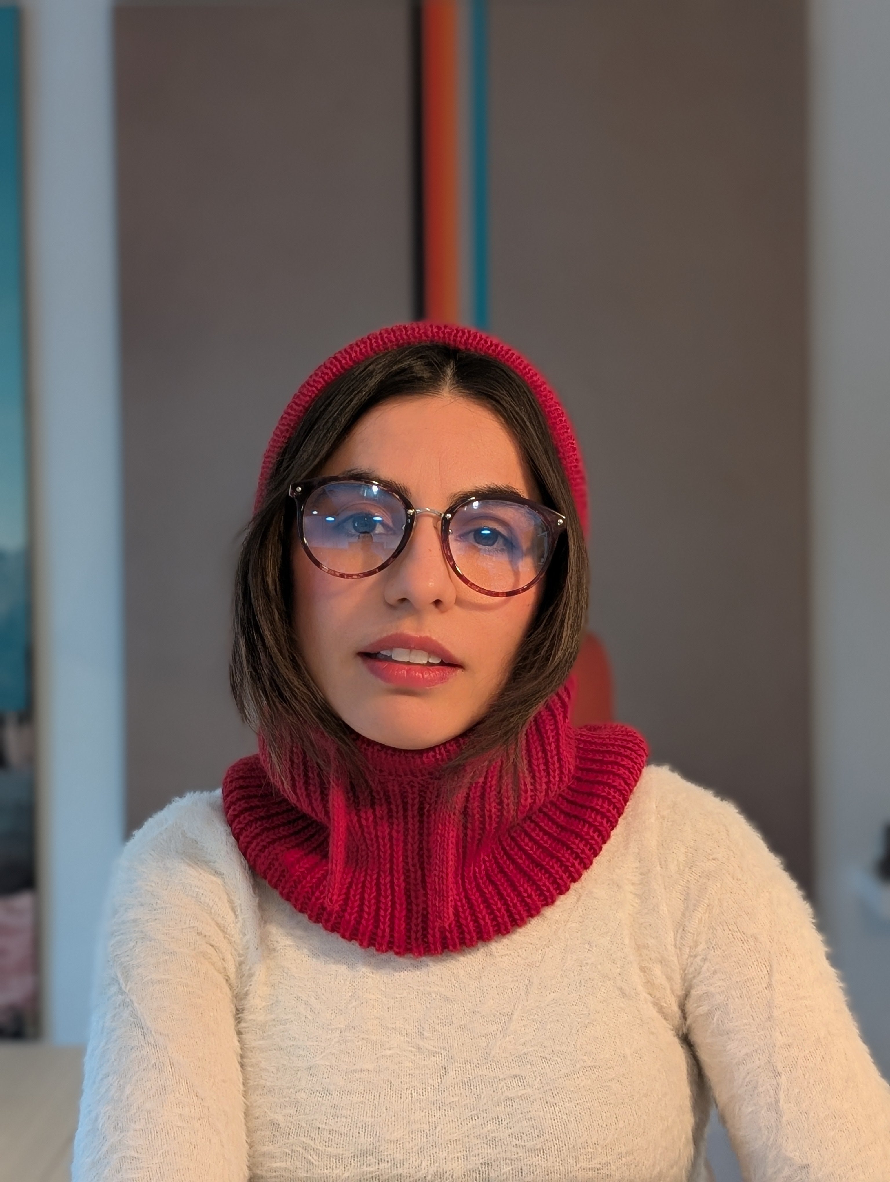 Open Face Balaclava in Red Front