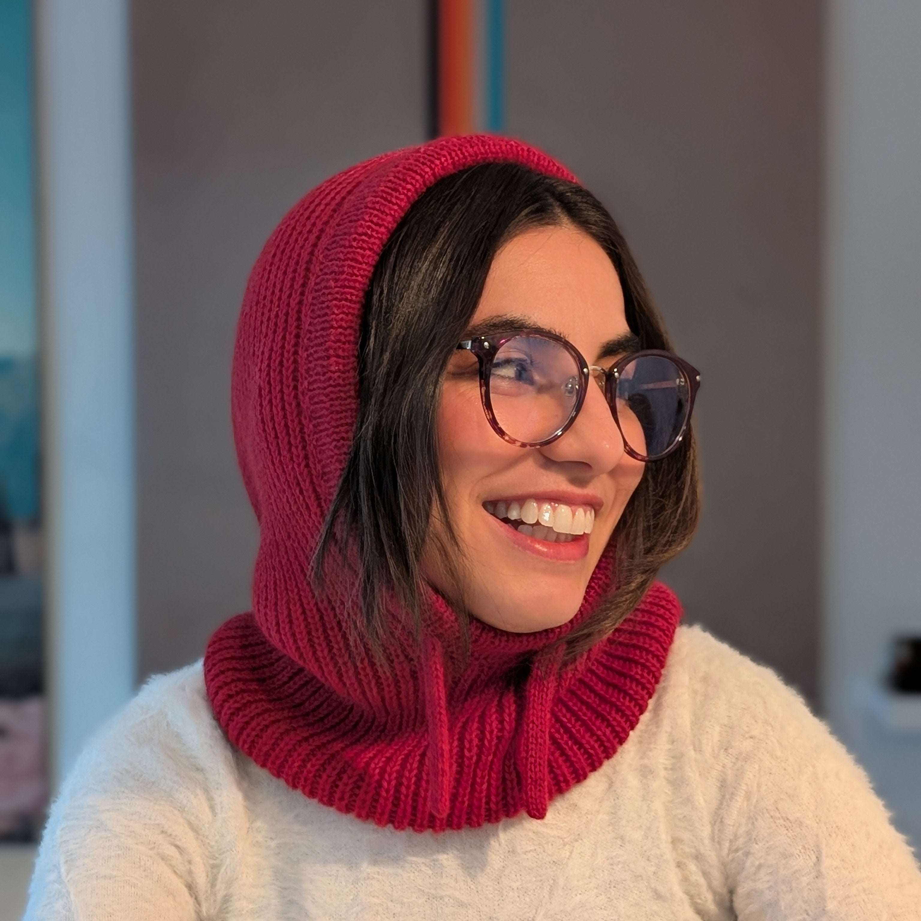 Open Face Balaclava in Red Side