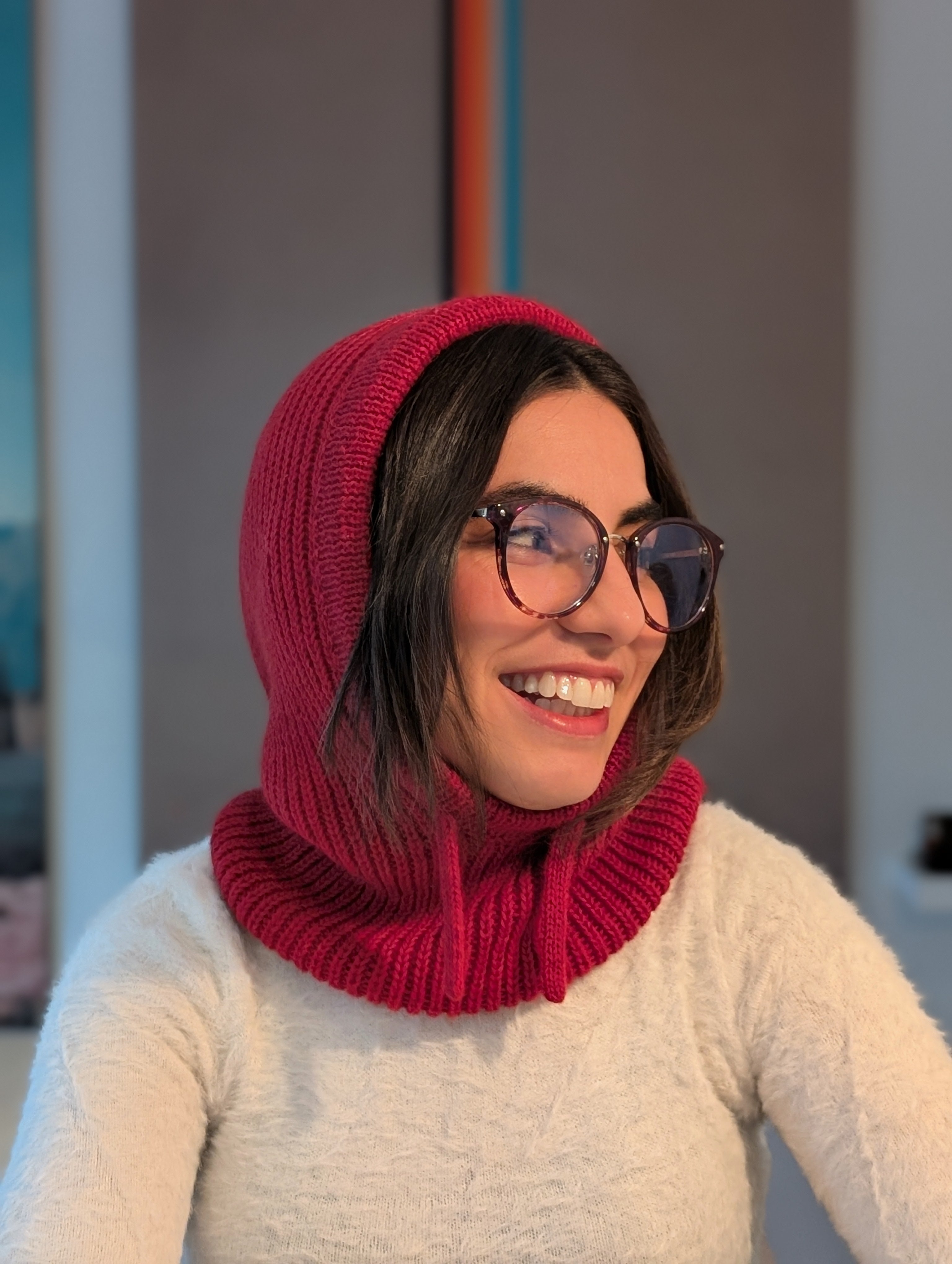 Open Face Balaclava in Red Side