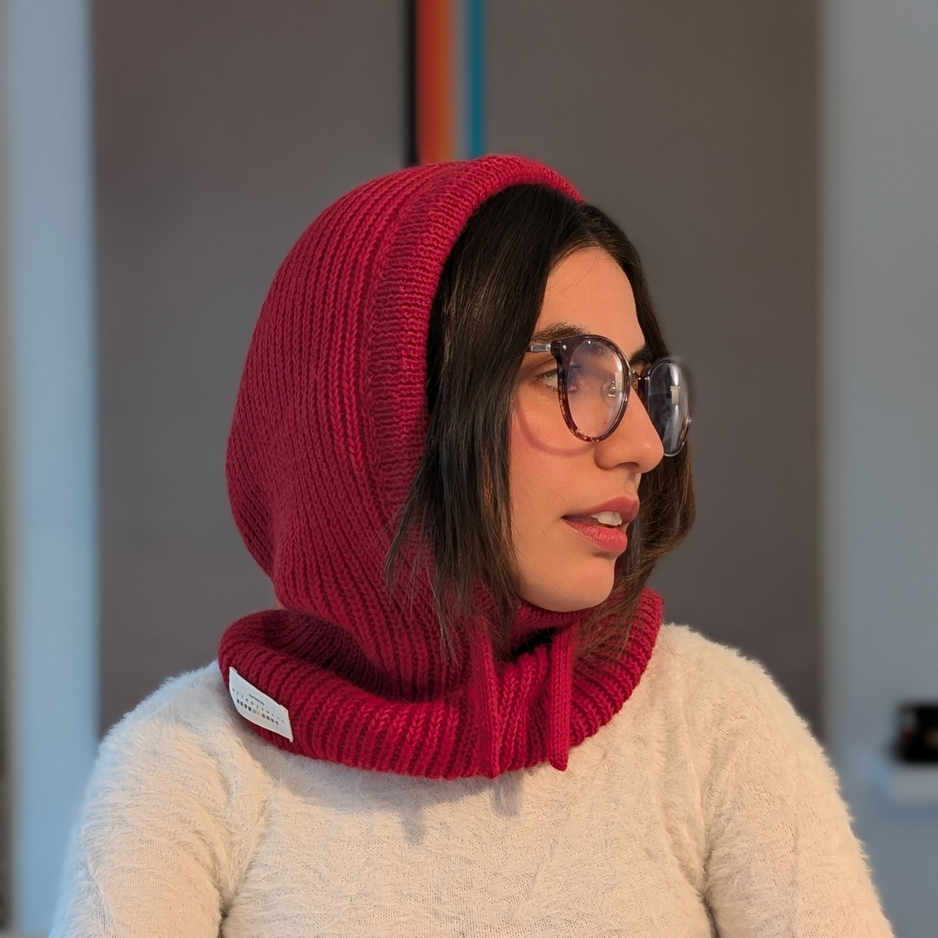 Open Face Balaclava in Red Side Logo