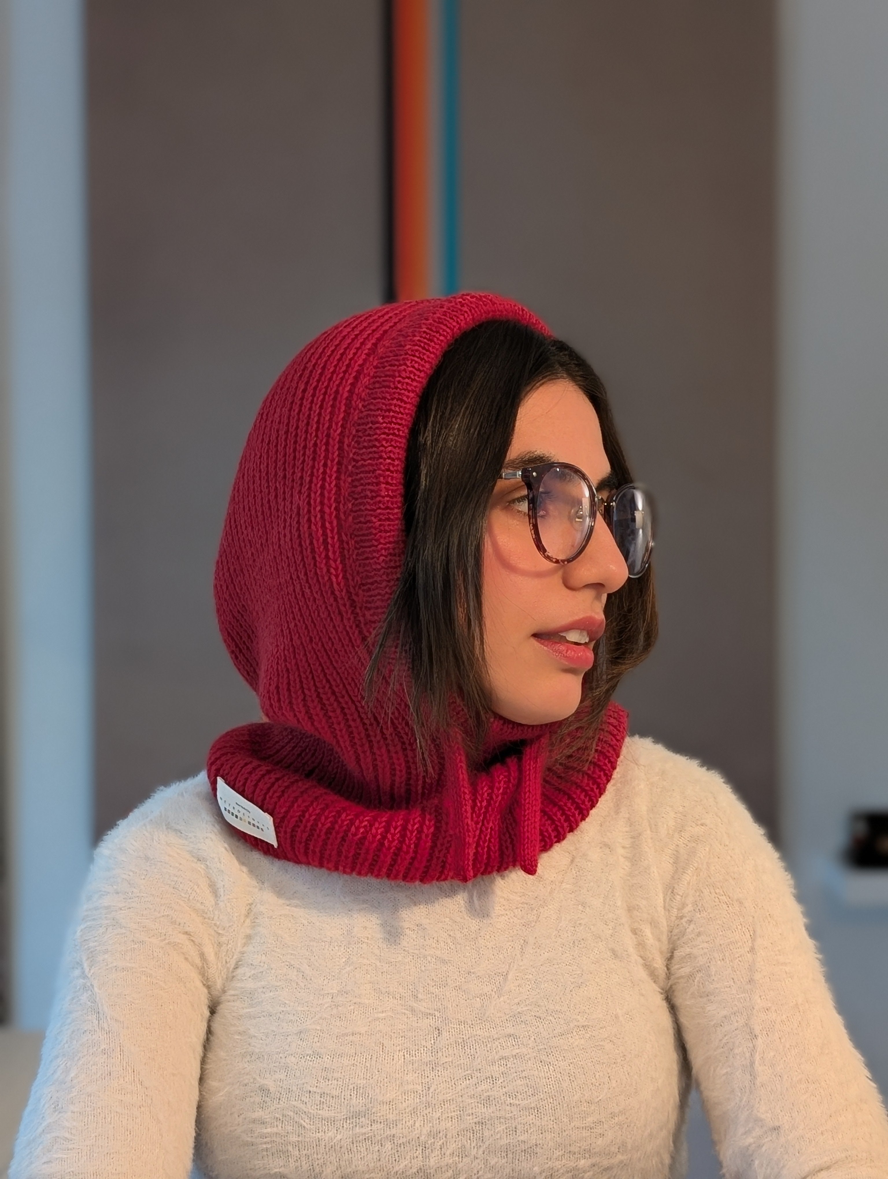 Open Face Balaclava in Red Side Logo