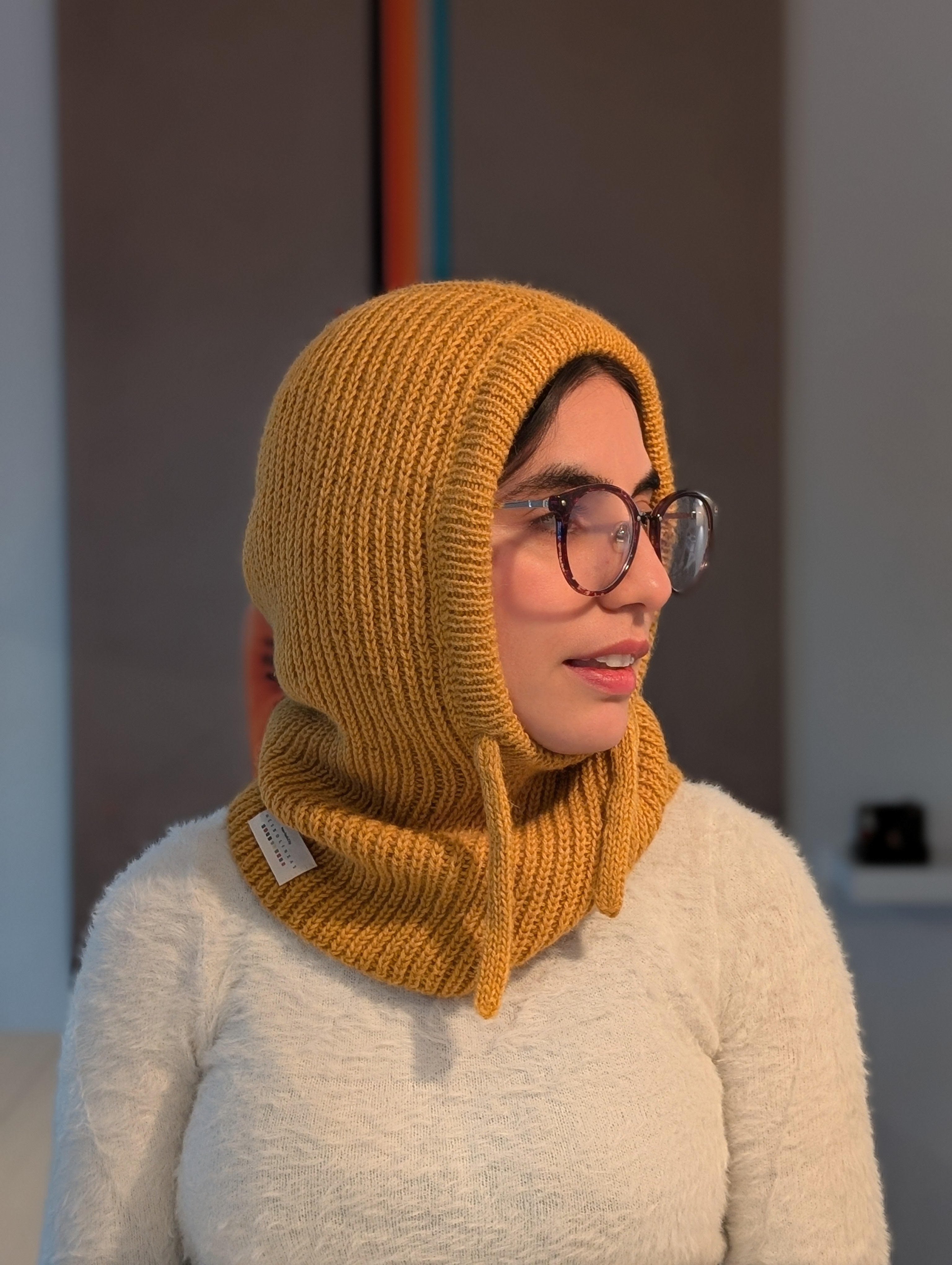 Open Face Balaclava in Yellow Side Logo