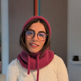 Hand-Knit Alpaca Open Face Balaclava in Purple