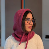 Hand-Knit Alpaca Open Face Balaclava in Purple