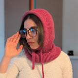 Hand-Knit Alpaca Open Face Balaclava in Purple