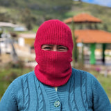 Hand-Knit Alpaca Balaclava in Red
