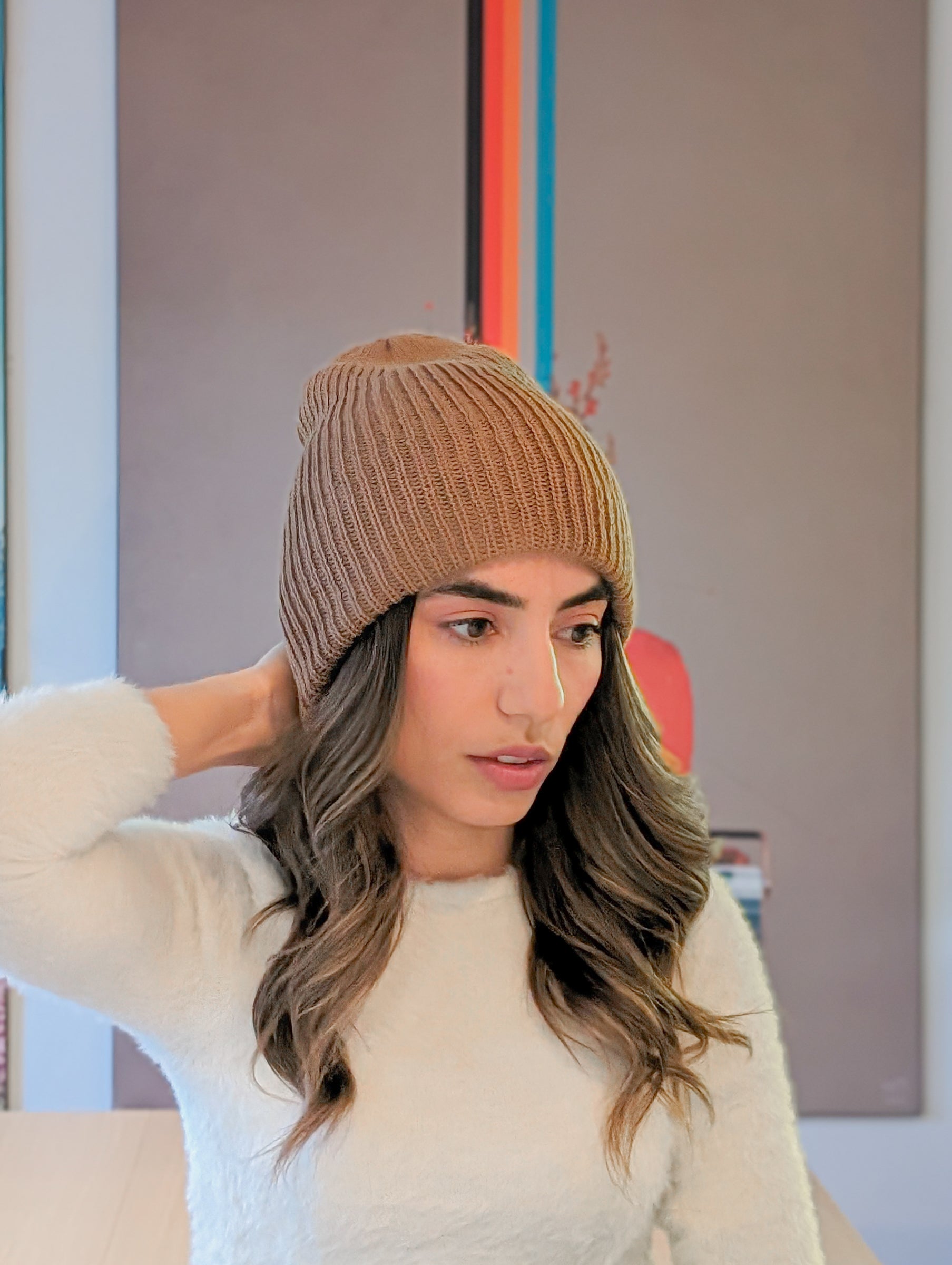Handmade Baby Alpaca Beanie in Brown