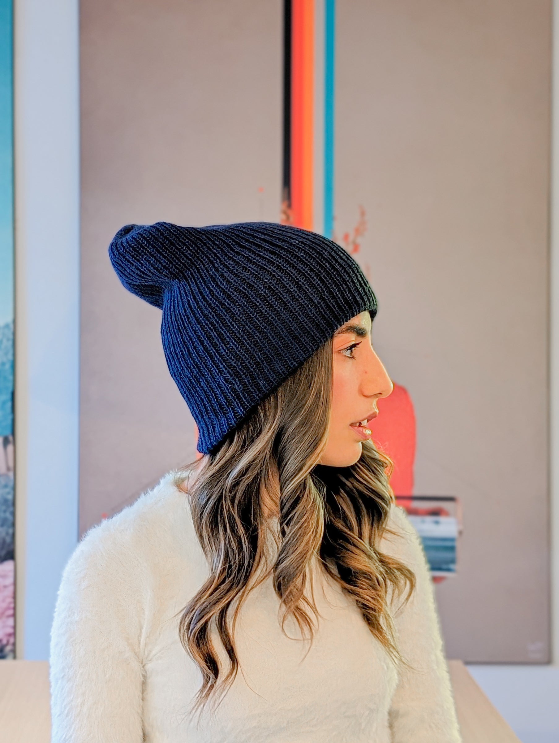 Handmade Baby Alpaca Chullo in Deep Dark Blue