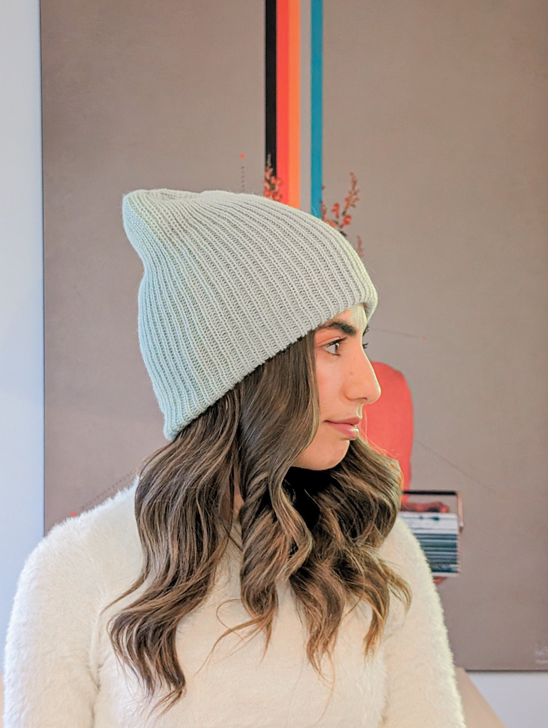 Handmade Baby Alpaca Beanie in Lime