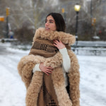 Handwoven Baby Alpaca Cape in Brown - Pattern in Dark Brown