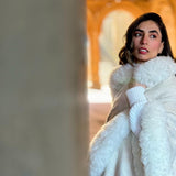 Handwoven Alpaca Cape in All Andes White
