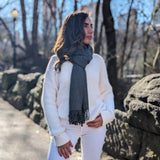 Eminé Stole - Handwoven Alpaca Stole in Charcoal Gray
