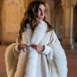 Handwoven Alpaca Cape in All Andes White