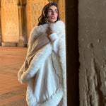 Handwoven Alpaca Cape in All Andes White