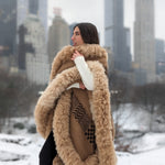Handwoven Baby Alpaca Cape in Brown - Pattern in Dark Brown