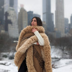 Handwoven Baby Alpaca Cape in Brown - Pattern in Dark Brown