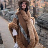 Handwoven Alpaca Cape in Brown - Pattern in Mix