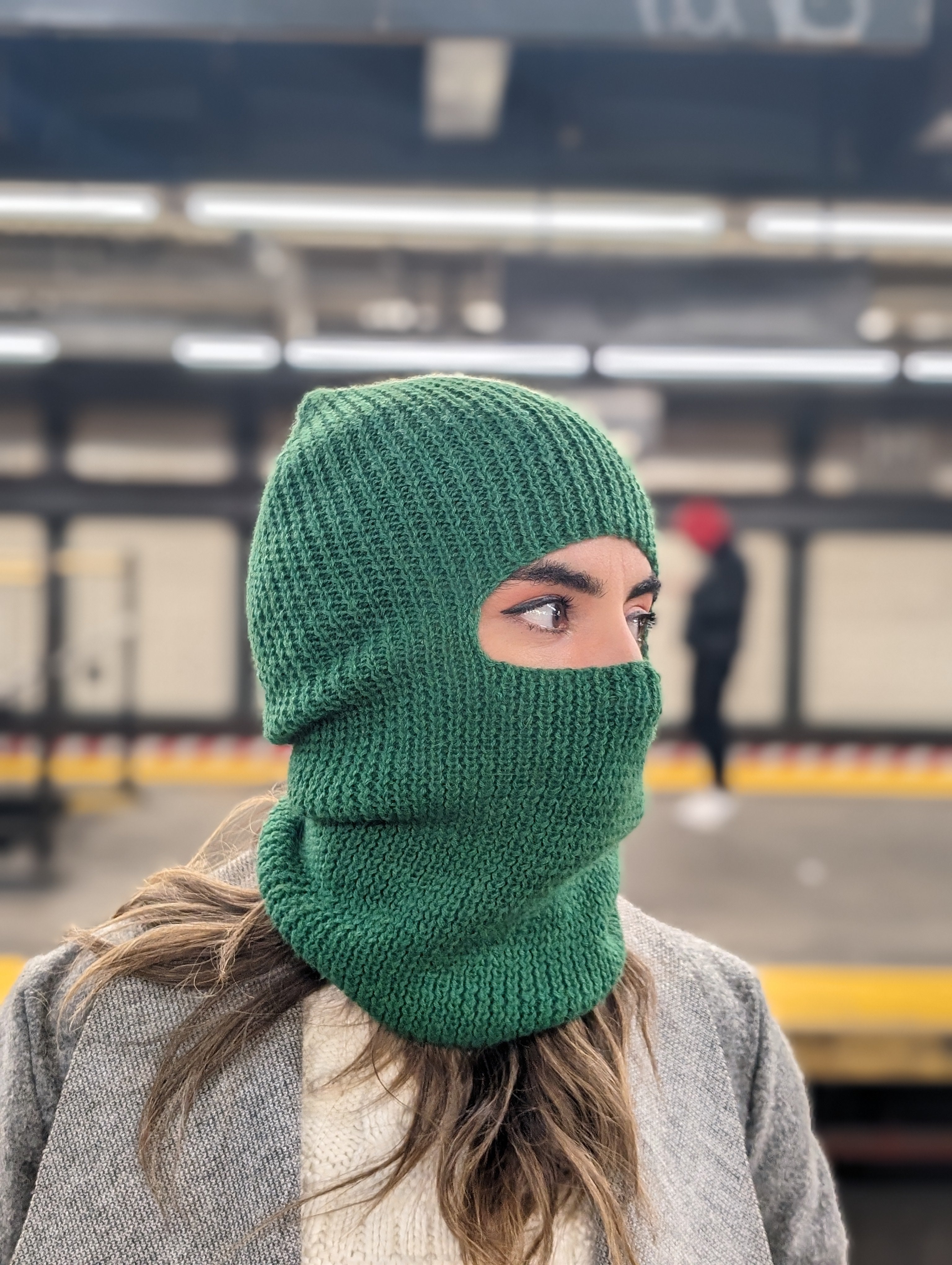 Hand-Knitted Alpaca Balaclava in Green
